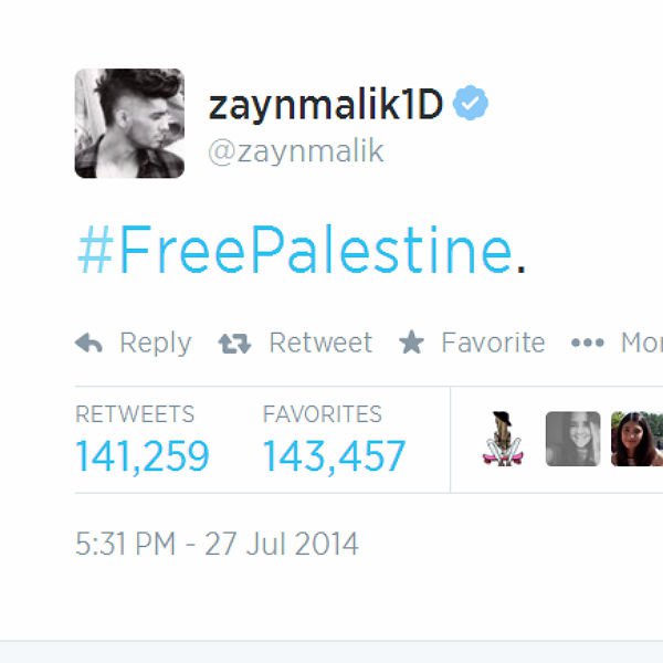 Zayn Malik's 'FreePalestine' tweet prompts death threats